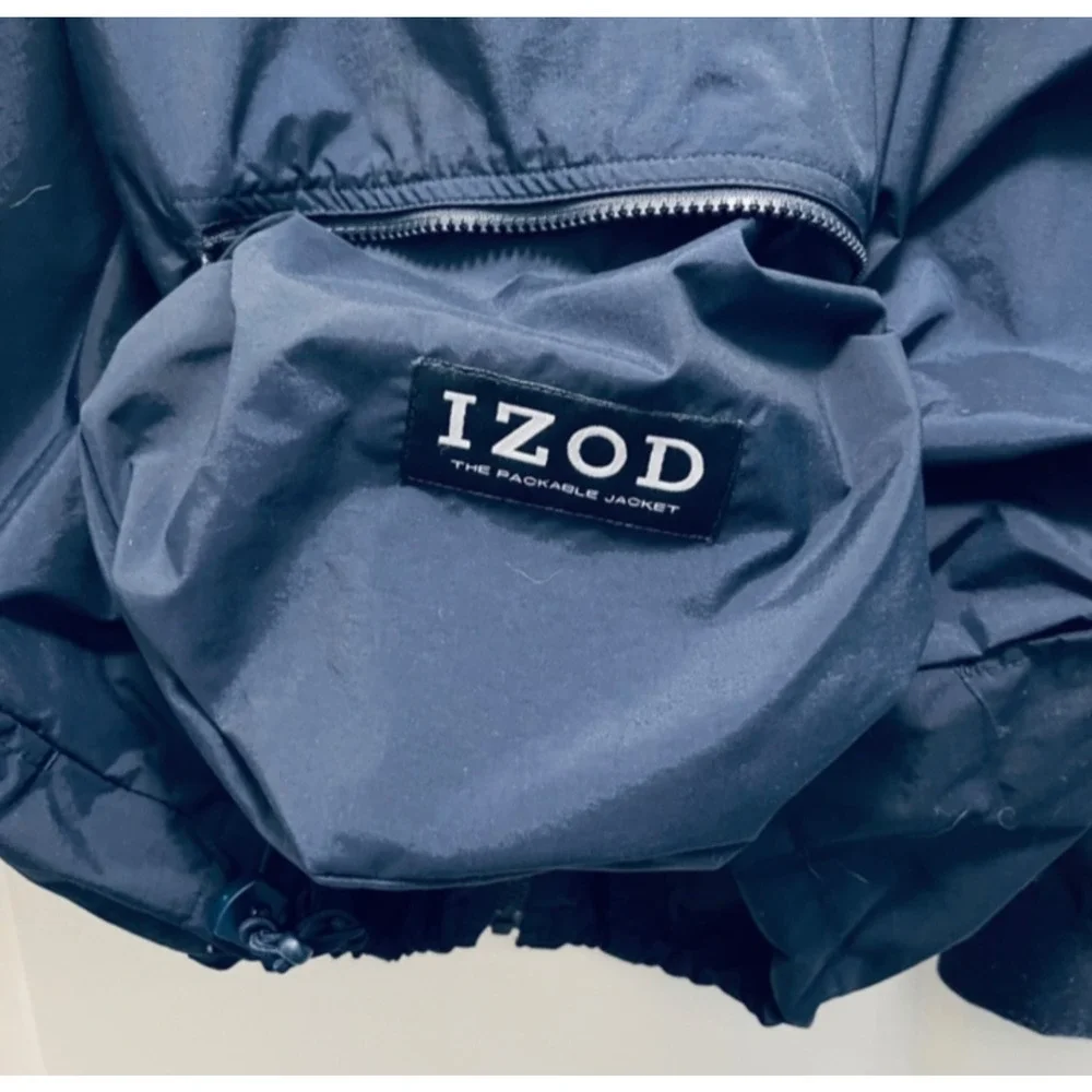 IZOD Windbreaker Men's Large Navy Blue Lightweight Coat - The Packable Jacket